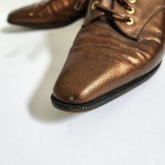ESCADA Bronze Leather Lace up shoes size 6.5 - Picture 8 of 14